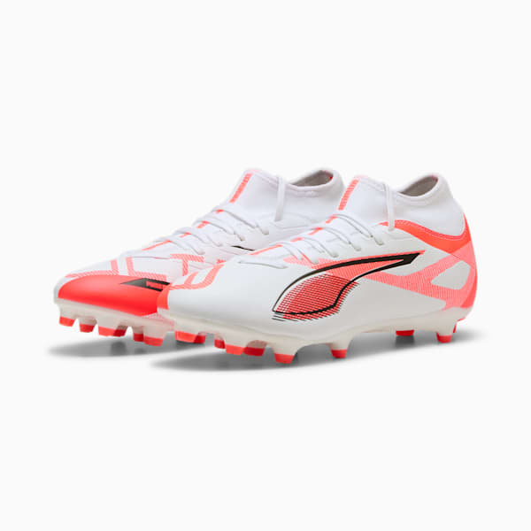 Tacos de fútbol ULTRA 5 PLAY+ FG/AG, PUMA White-PUMA Black-Glowing Red, large-MEX