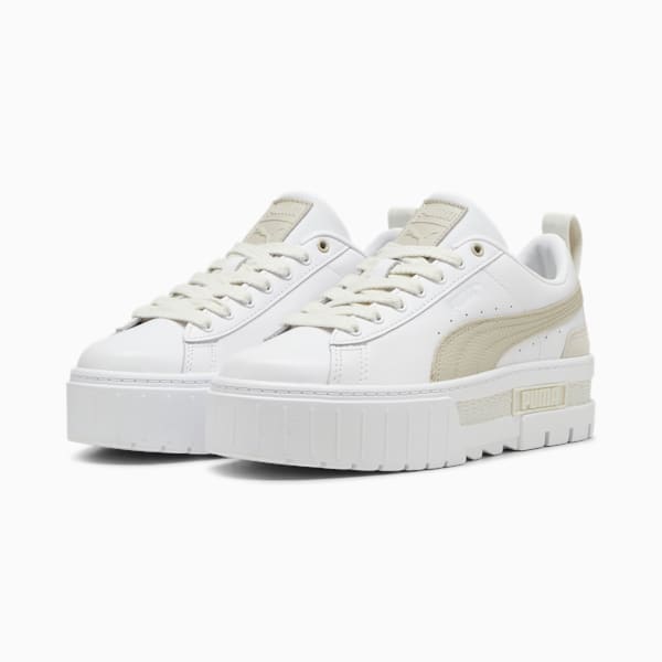 Mayze Luxe Women's Trainers, PUMA White-Desert Dust, large-MEX