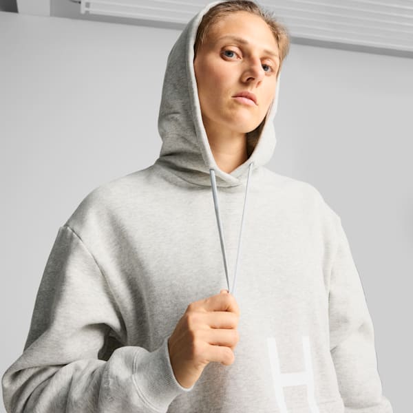 Buzo corto PUMA x HYROX Heavyweight para mujer, Light Gray Heather, large-ARG