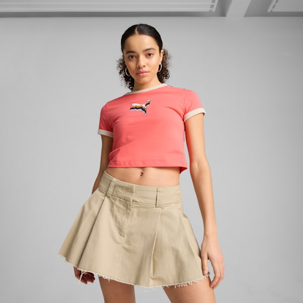 EQUAL LOVE CONFEDERATION Graphic Baby Tee Women, Peach Frost, large-MEX