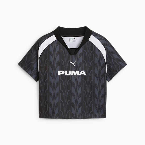 Playera de fútbol estilo baby tee para mujer, PUMA Black, large-MEX